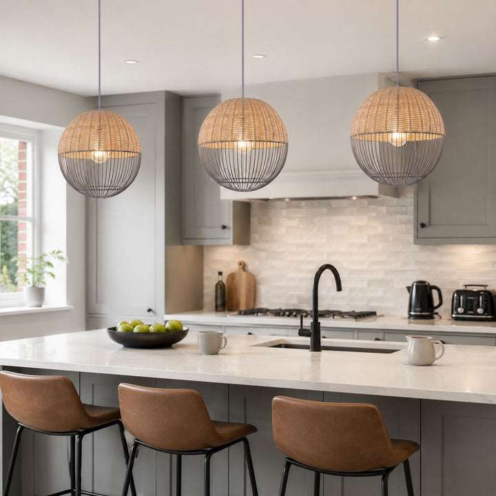 Glyph-Lightsin Chic Rattan and Metal Pendant Light for Kitchen Lightsin UK 