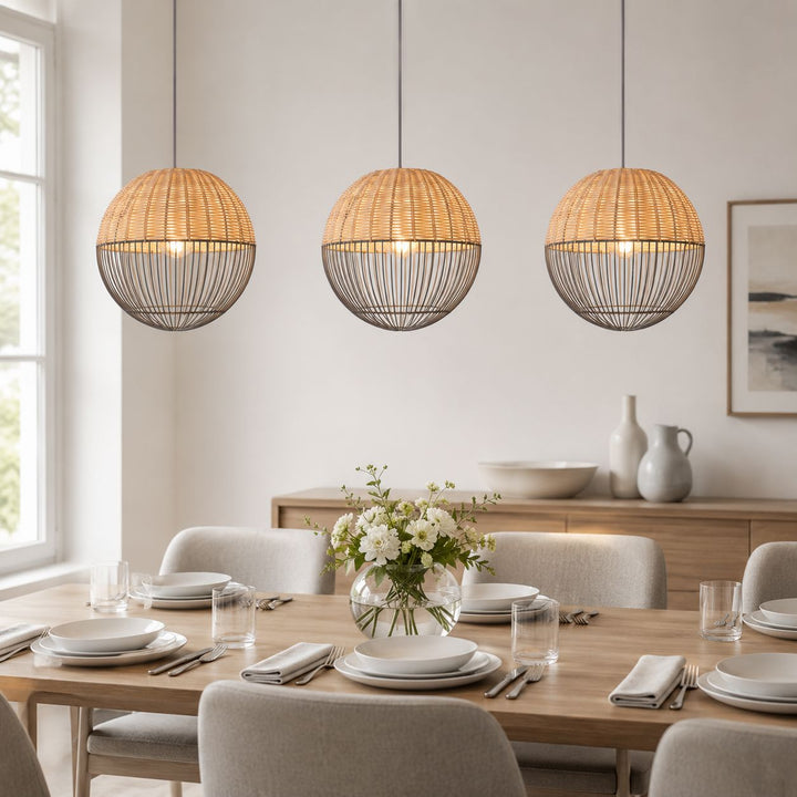 Glyph-Lightsin Chic Rattan and Metal Pendant Light for Kitchen Lightsin UK 