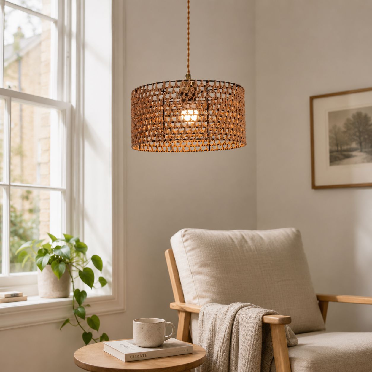 Lightsin Boho Paper Rope Iron Pendant Light for Cozy Interiors Lightsin UK 