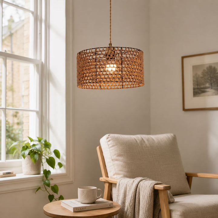 Lightsin Boho Paper Rope Iron Pendant Light for Cozy Interiors Lightsin UK 