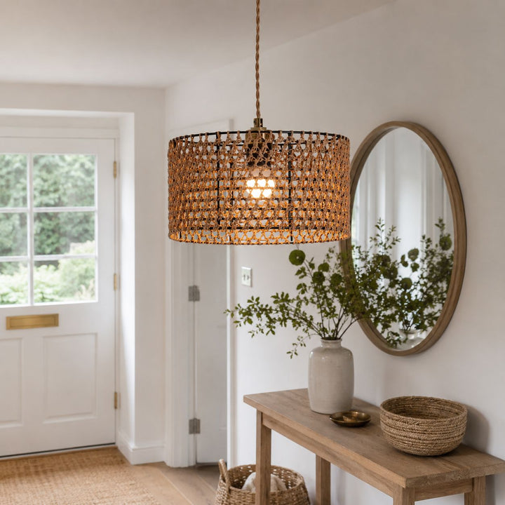 Lightsin Boho Paper Rope Iron Pendant Light for Cozy Interiors Lightsin UK 