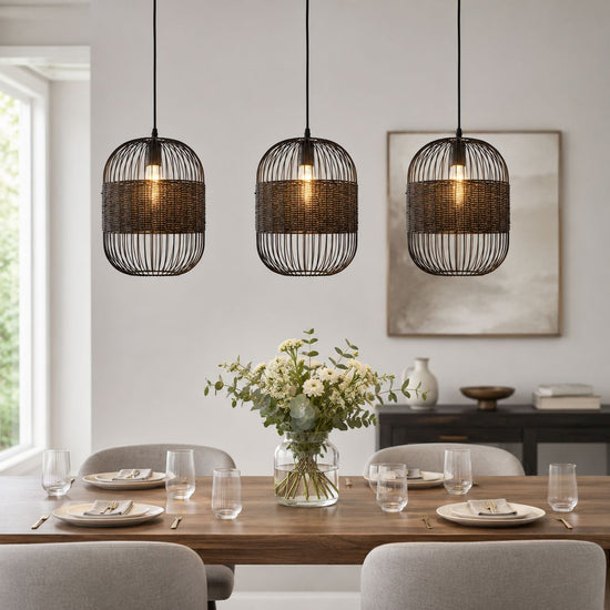 Glyph-Lightsin Black Handcrafted Pendant Light Industrial Rattan Design for Home Decor Lightsin UK 