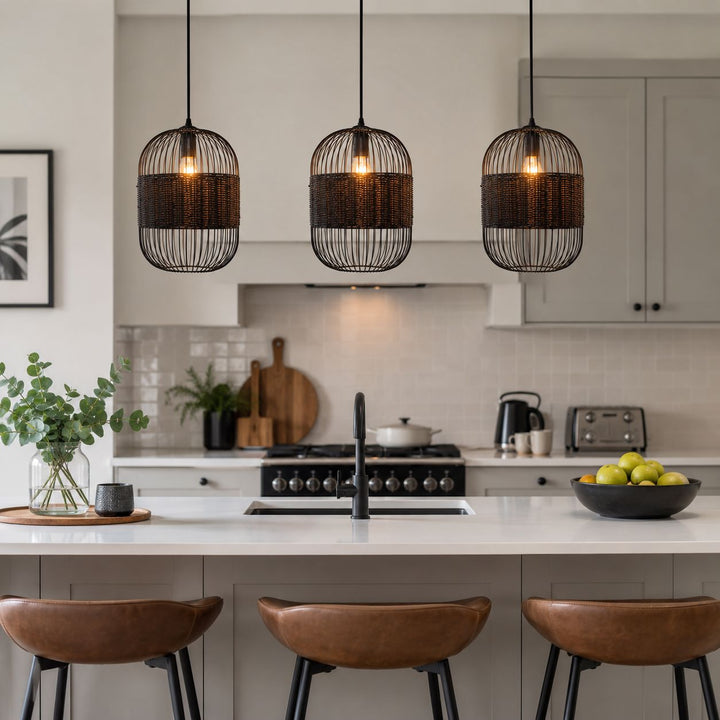 Glyph-Lightsin Black Handcrafted Pendant Light Industrial Rattan Design for Home Decor Lightsin UK 
