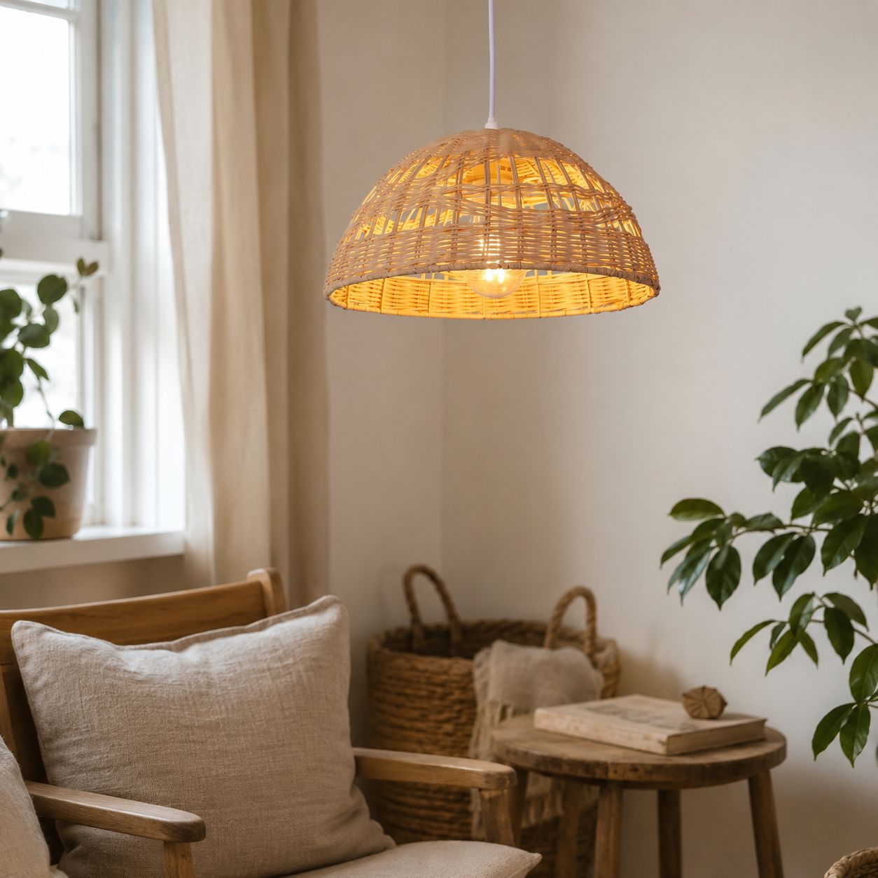Lightsin Eco-Friendly Dome-Shaped Rattan Pendant Light for Home Decor Lightsin UK 