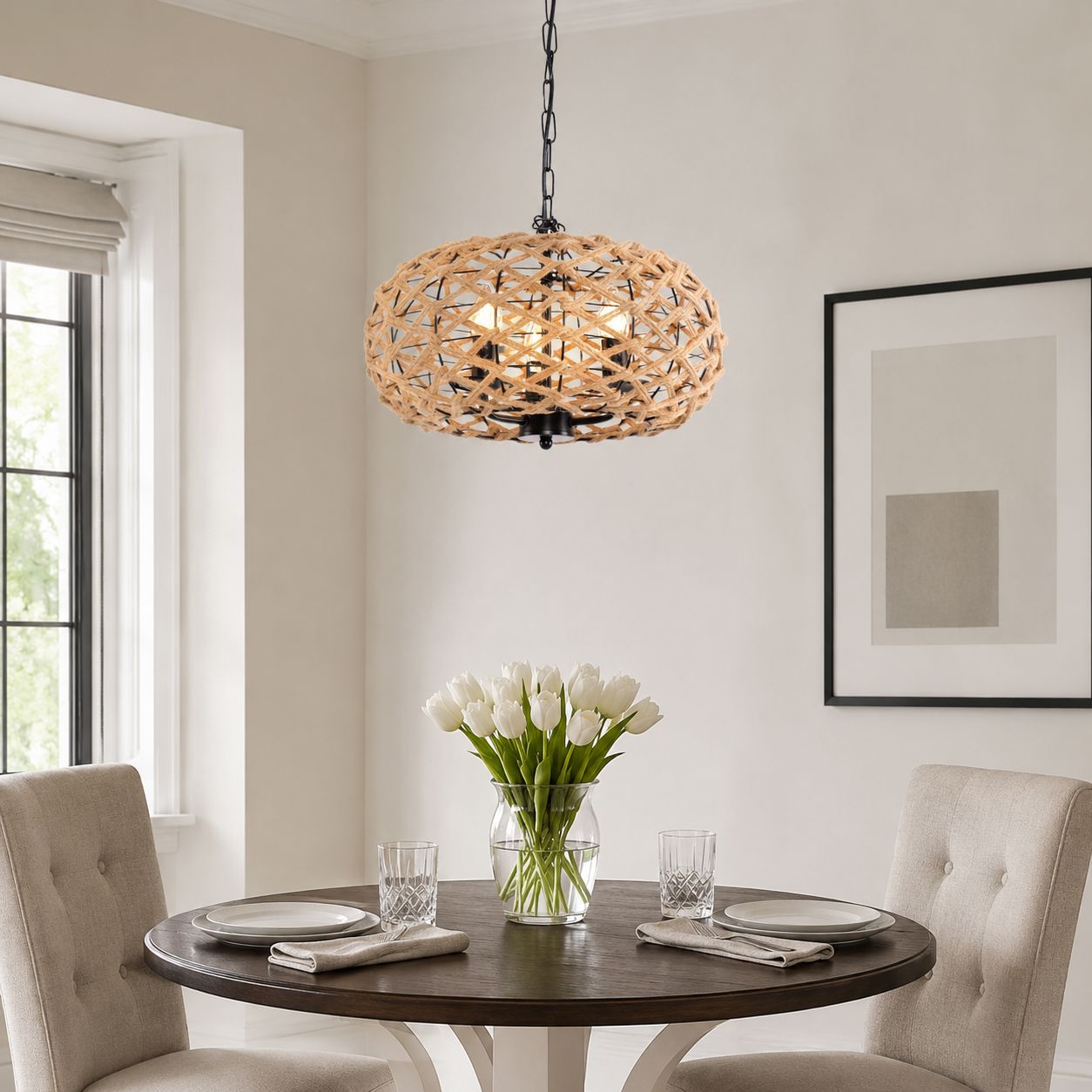 Glyph-Lightsin Rustic Hemp Rope Globe Pendant Light for Farmhouse and Industrial Style Lightsin UK 