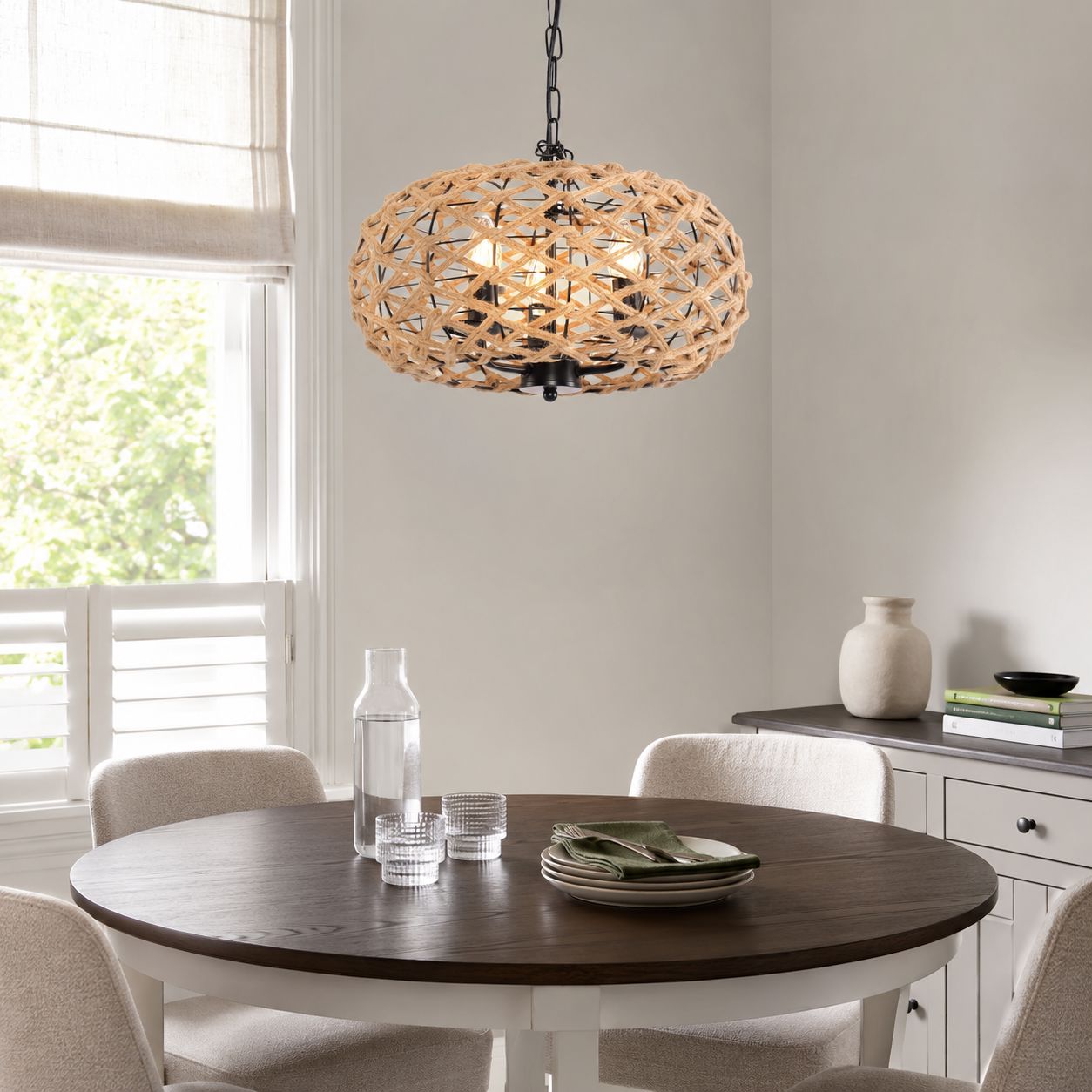 Glyph-Lightsin Rustic Hemp Rope Globe Pendant Light for Farmhouse and Industrial Style Lightsin UK 