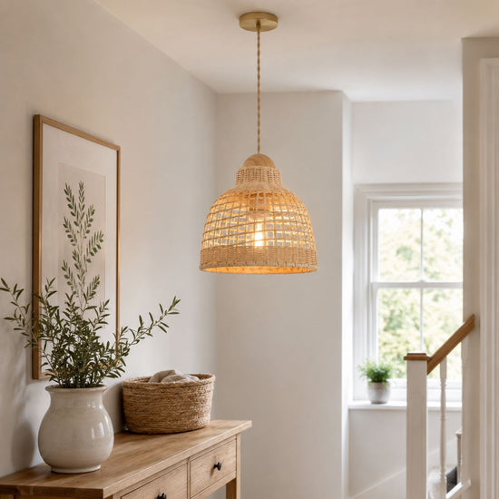 Lightsin Cella-Elegant Vintage Woven Rattan Minimalist Pendant Light Lightsin UK 