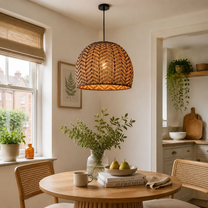 Lightsin Woven Rattan Ceiling Light with Wave Details for Modern Ceiling Lights Lightsin UK 