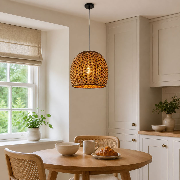 Lightsin Woven Rattan Ceiling Light with Wave Details for Modern Ceiling Lights Lightsin UK 