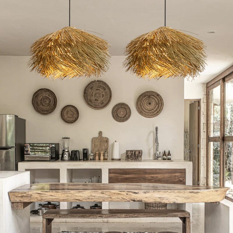 Lightsin Straw Stack Shaped Rattan Woven Pendant Light Lightsin UK 