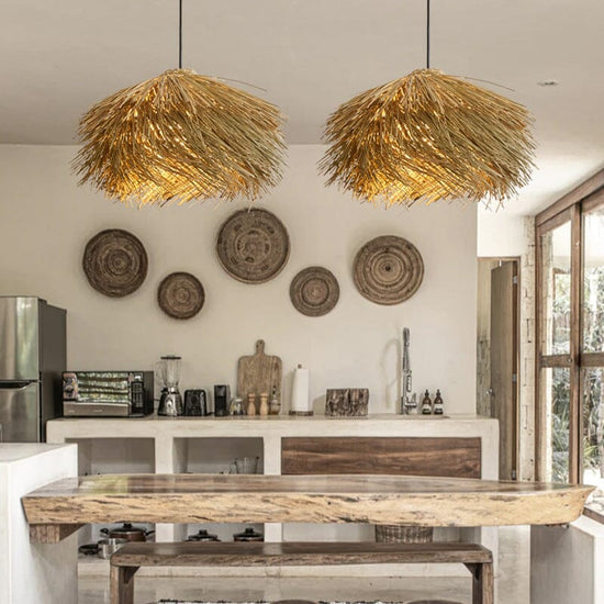 Lightsin Straw Stack Shaped Rattan Woven Pendant Light Lightsin UK 