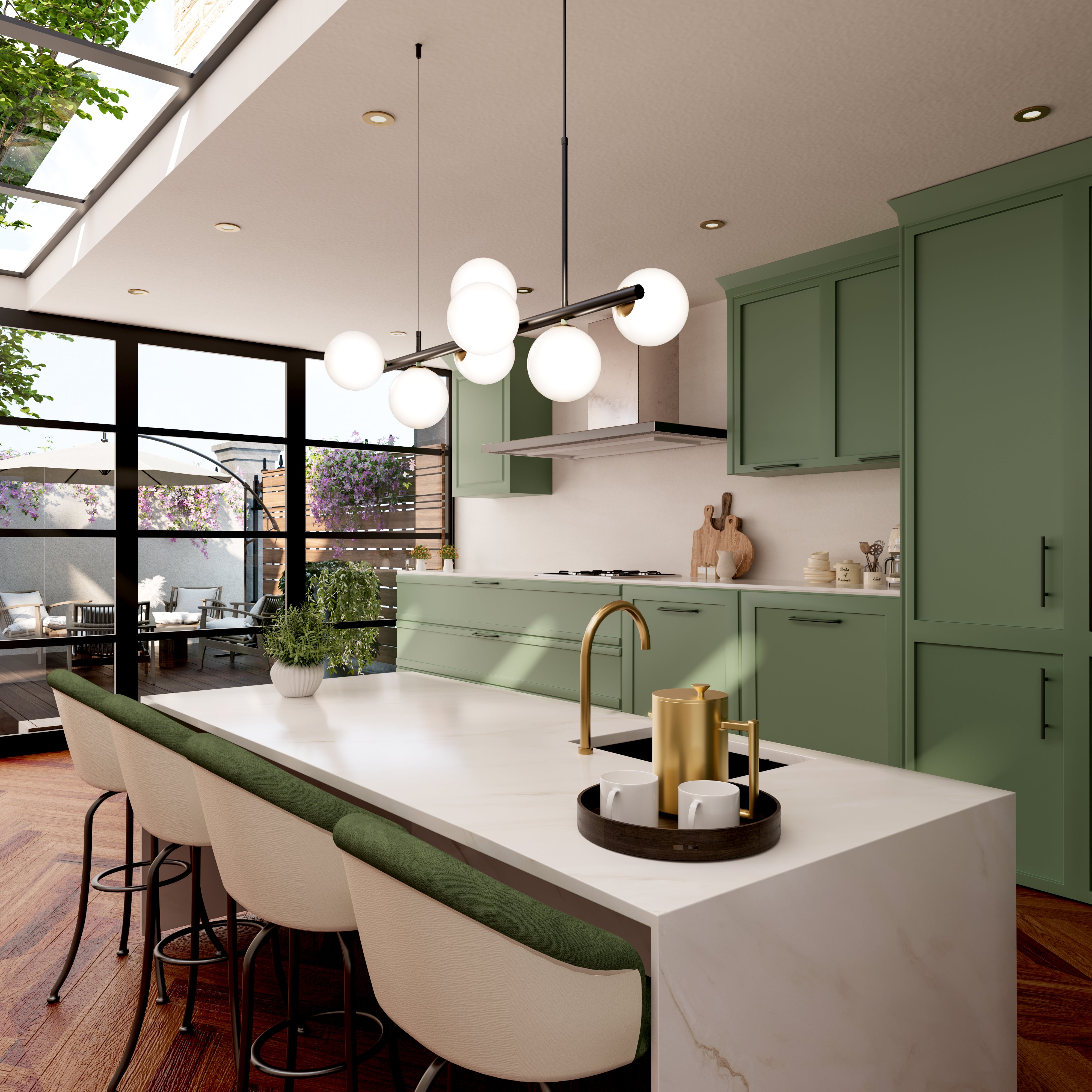 Cumulus - Modern Metal Chandelier with LED White Shade