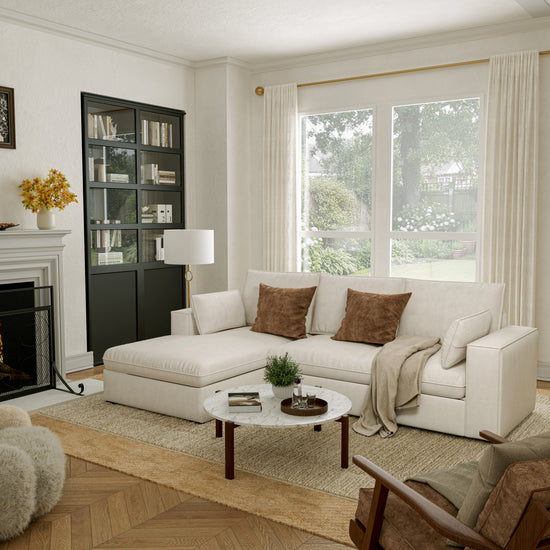 Creamy Tofu Block Pullout Sofa Bed with Storage