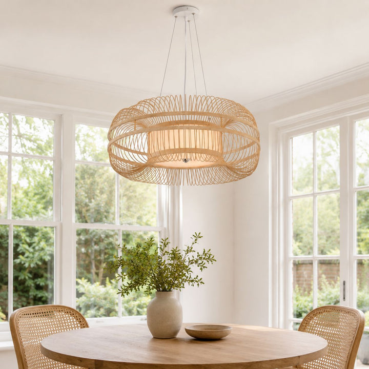 Lightsin LED Bamboo Pendant Light Drum-Shaped 45/60/70/80 Dia Lightsin UK 