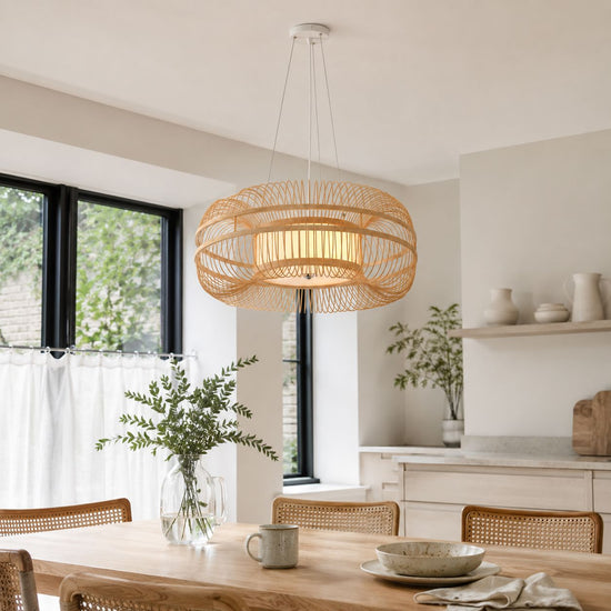 Lightsin LED Bamboo Pendant Light Drum-Shaped 45/60/70/80 Dia Lightsin UK 