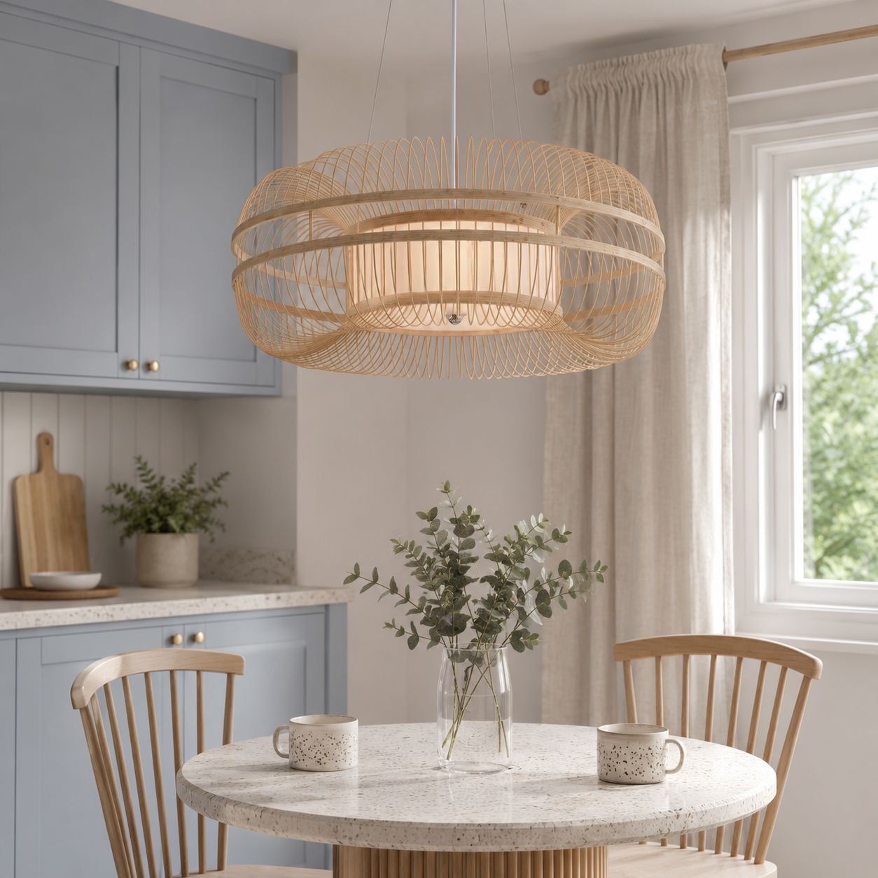 Lightsin LED Bamboo Pendant Light Drum-Shaped 45/60/70/80 Dia Lightsin UK 
