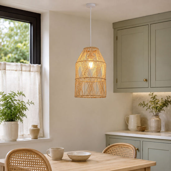Lightsin Handwoven Rattan Pendant Light with Criss-Cross Pattern Lightsin UK 