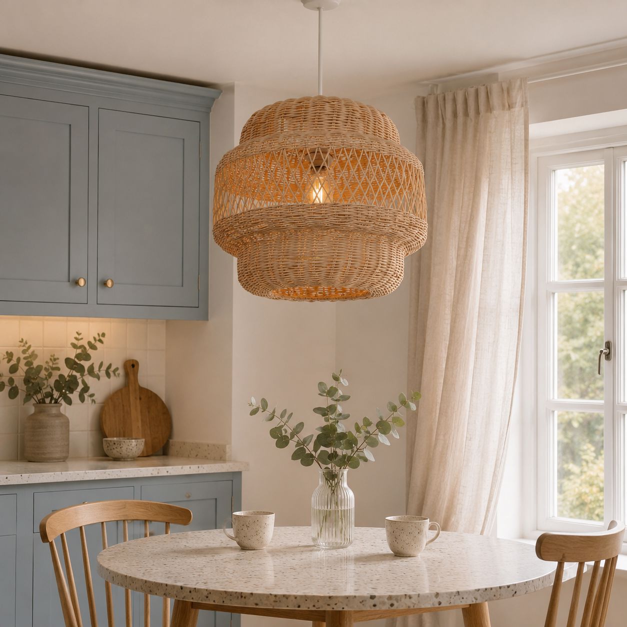 Lightsin Hollow Weave Rattan Pendant Light for Living Room, Dining Room & Bedroom Lightsin UK 