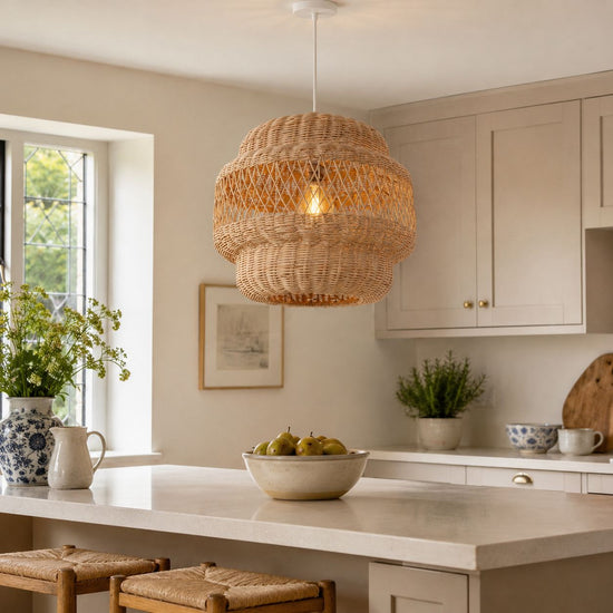 Lightsin Hollow Weave Rattan Pendant Light for Living Room, Dining Room & Bedroom Lightsin UK 