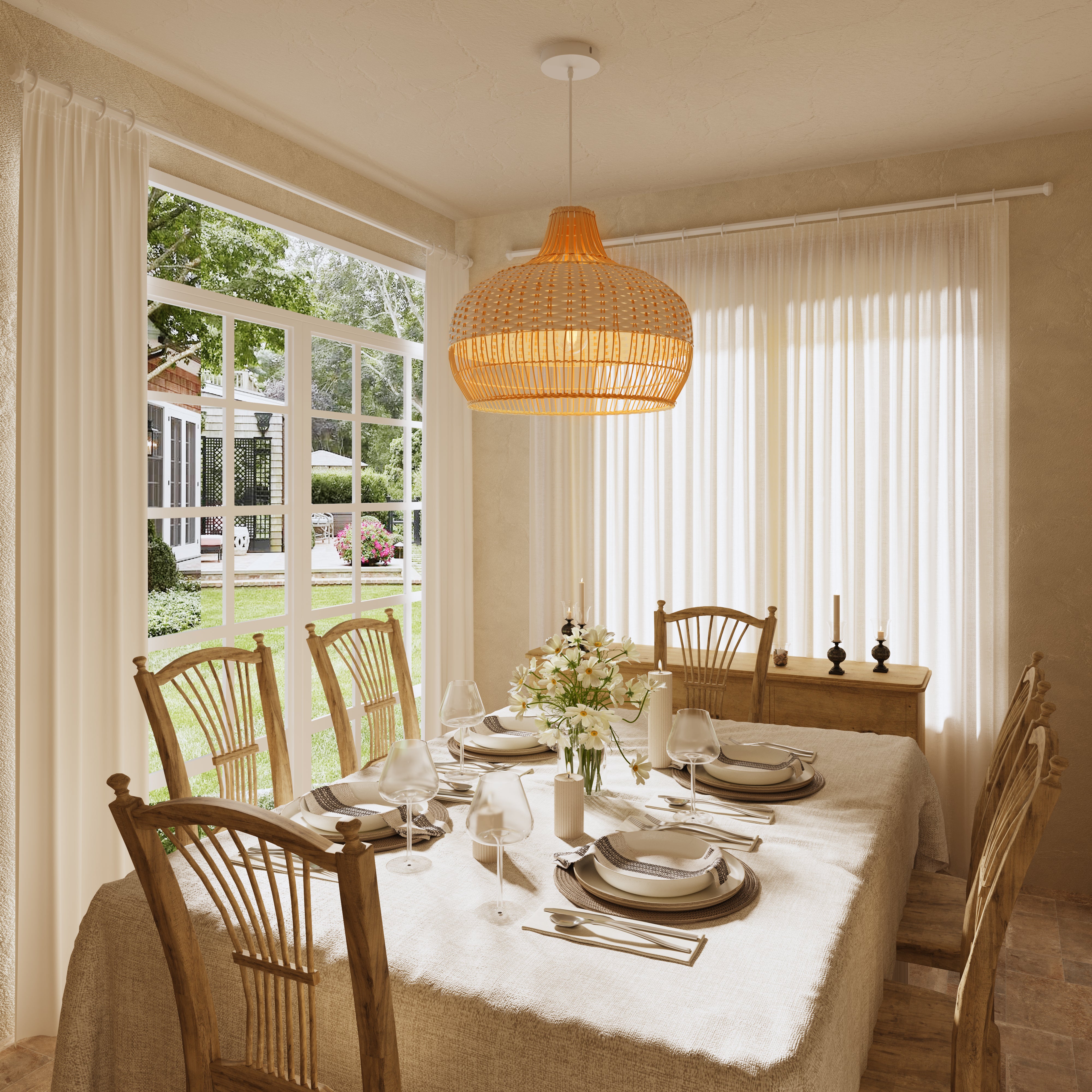 Cella-Handwoven Rattan Pendant Light for Kitchen and Boho-Style Interiors