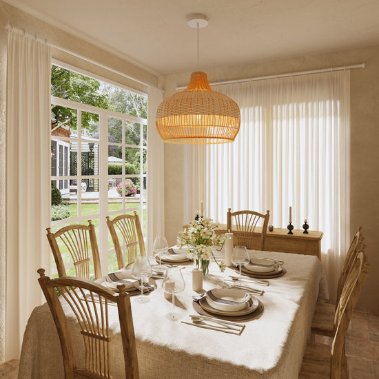 Cella-Handwoven Rattan Pendant Light for Kitchen and Boho-Style Interiors