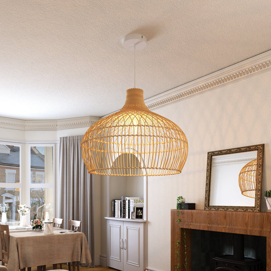 Lightsin Handwoven Gourd Shaped Rattan Pendant Light Lightsin UK 