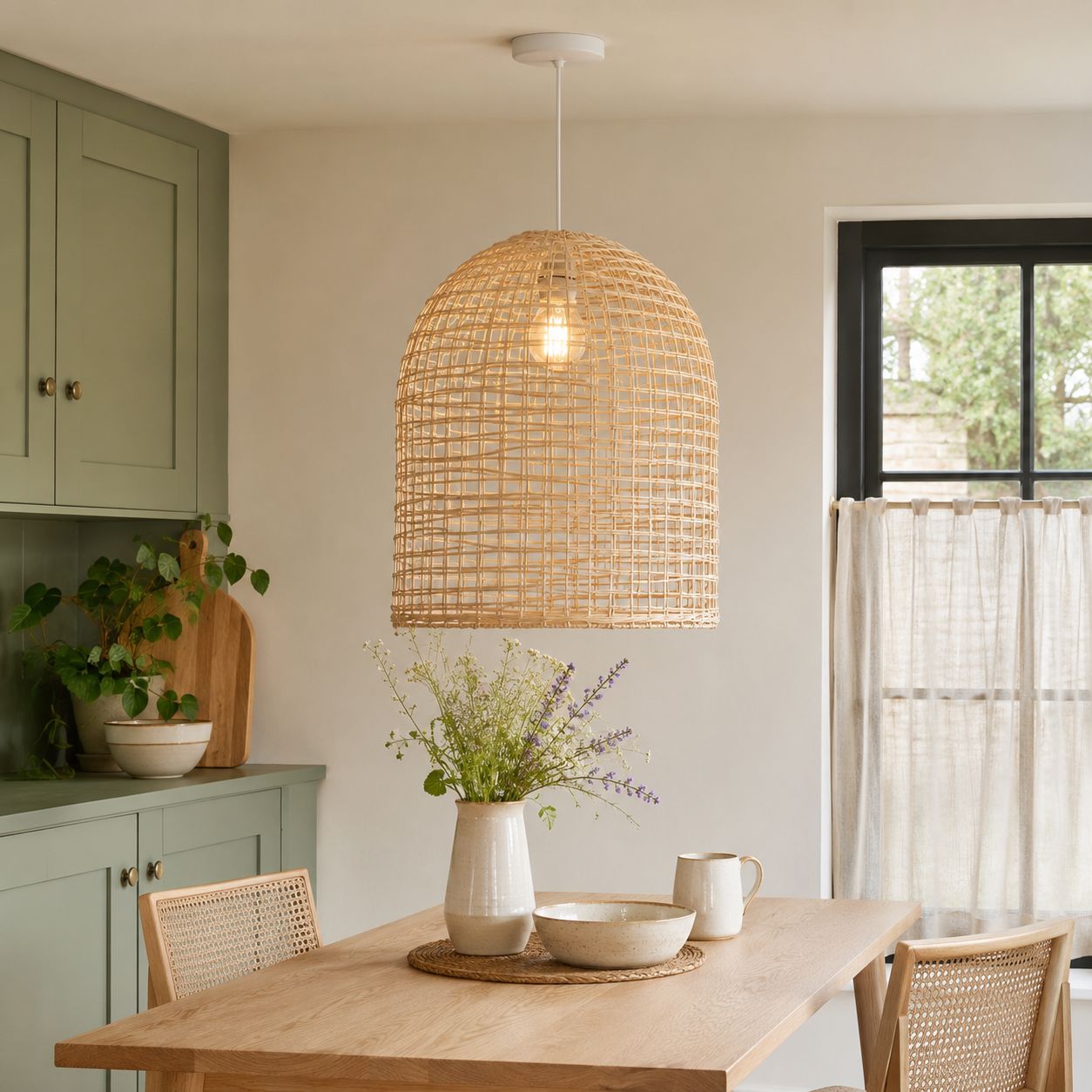 Lightsin Natural Cage Shape Rattan Pendant Light Lightsin UK 