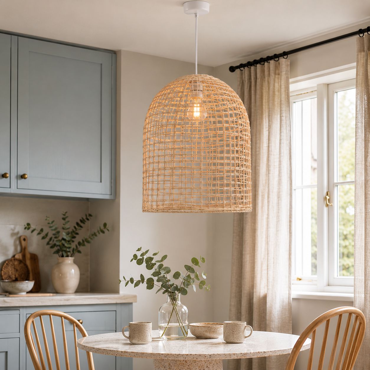 Lightsin Natural Cage Shape Rattan Pendant Light Lightsin UK 