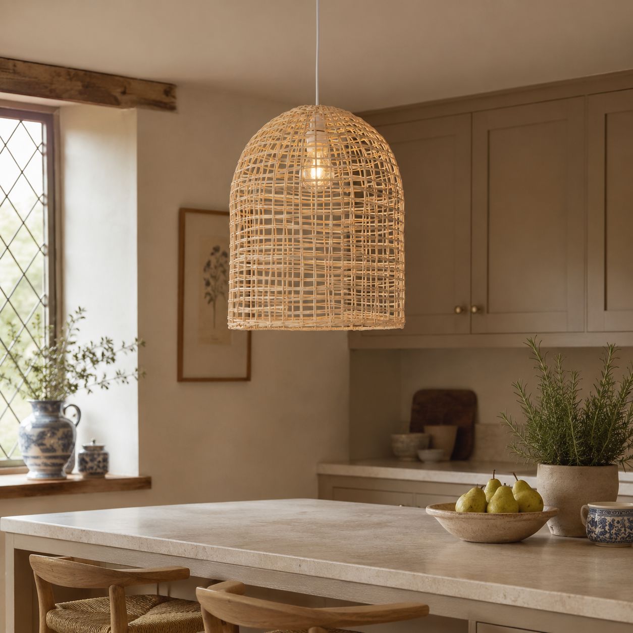 Lightsin Natural Cage Shape Rattan Pendant Light Lightsin UK 
