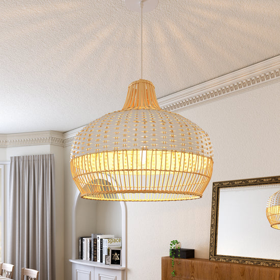 Cella-Handwoven Rattan Pendant Light for Kitchen and Boho-Style Interiors