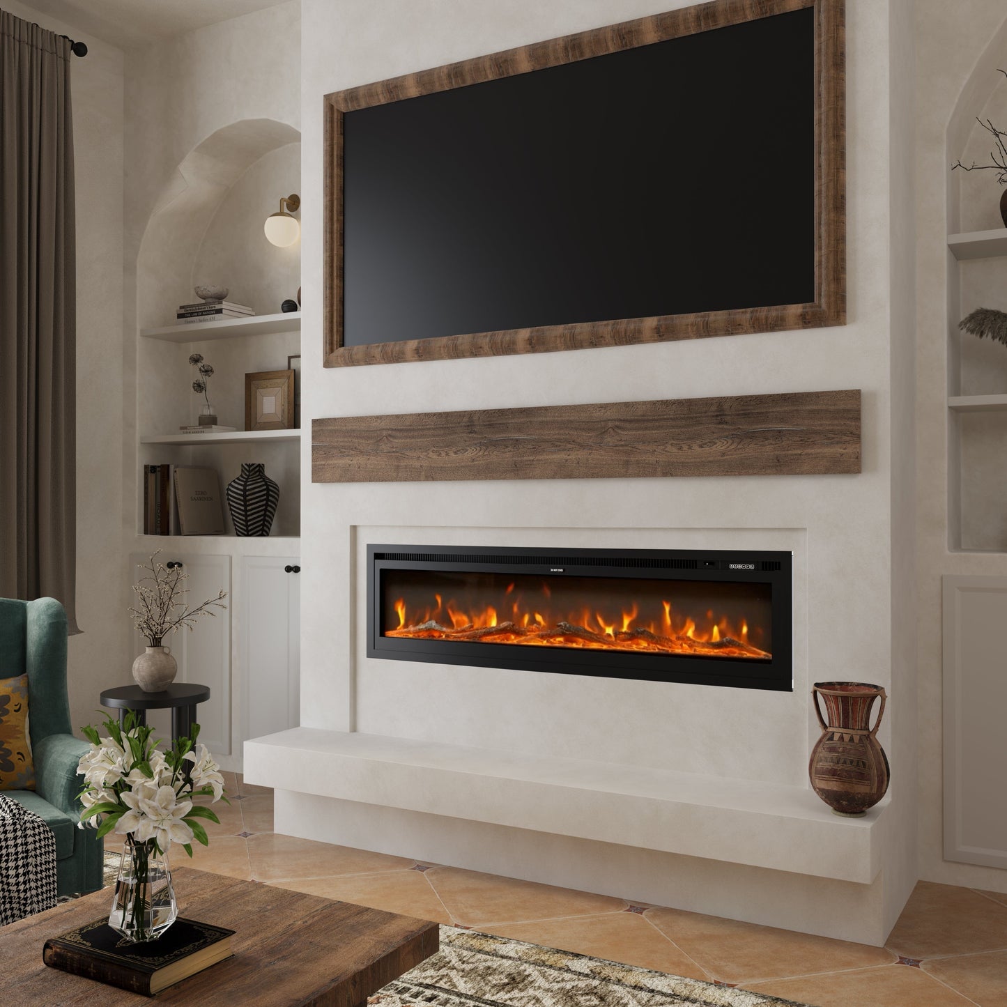 40/50/60/70/80 Inch Electric Fireplace 9 Colour LED Flame Effect Heater With Remote Control Freestanding Fireplaces Living and Home 