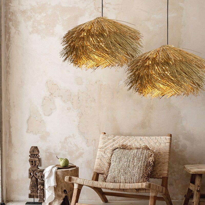 Lightsin Straw Stack Shaped Rattan Woven Pendant Light Lightsin UK 