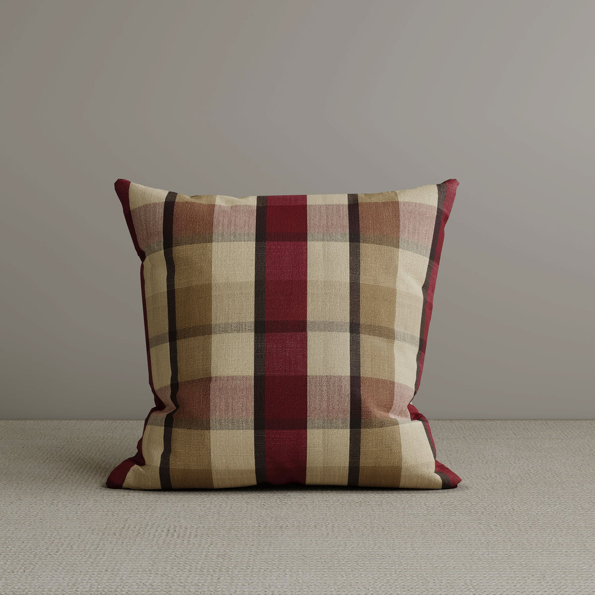 Square Exclusive Design Cushion in Claret Red Check Cotton Linen, 45*45CM Cottonfy UK 1 PC 