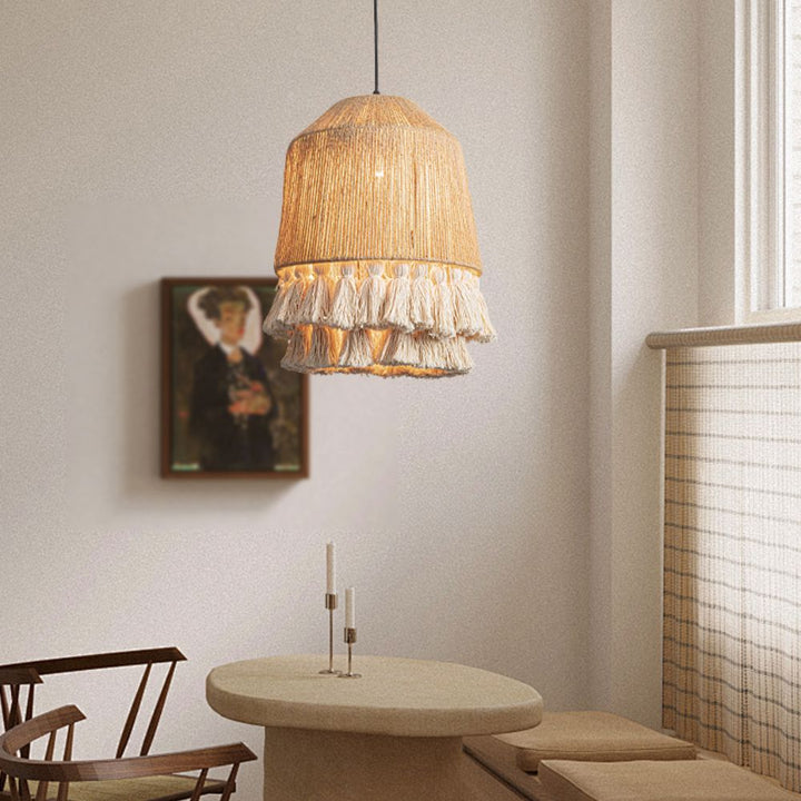 Lightsin Bohemian Creative Tassel Handmade Hemp Rope Pendant Light Lightsin UK 