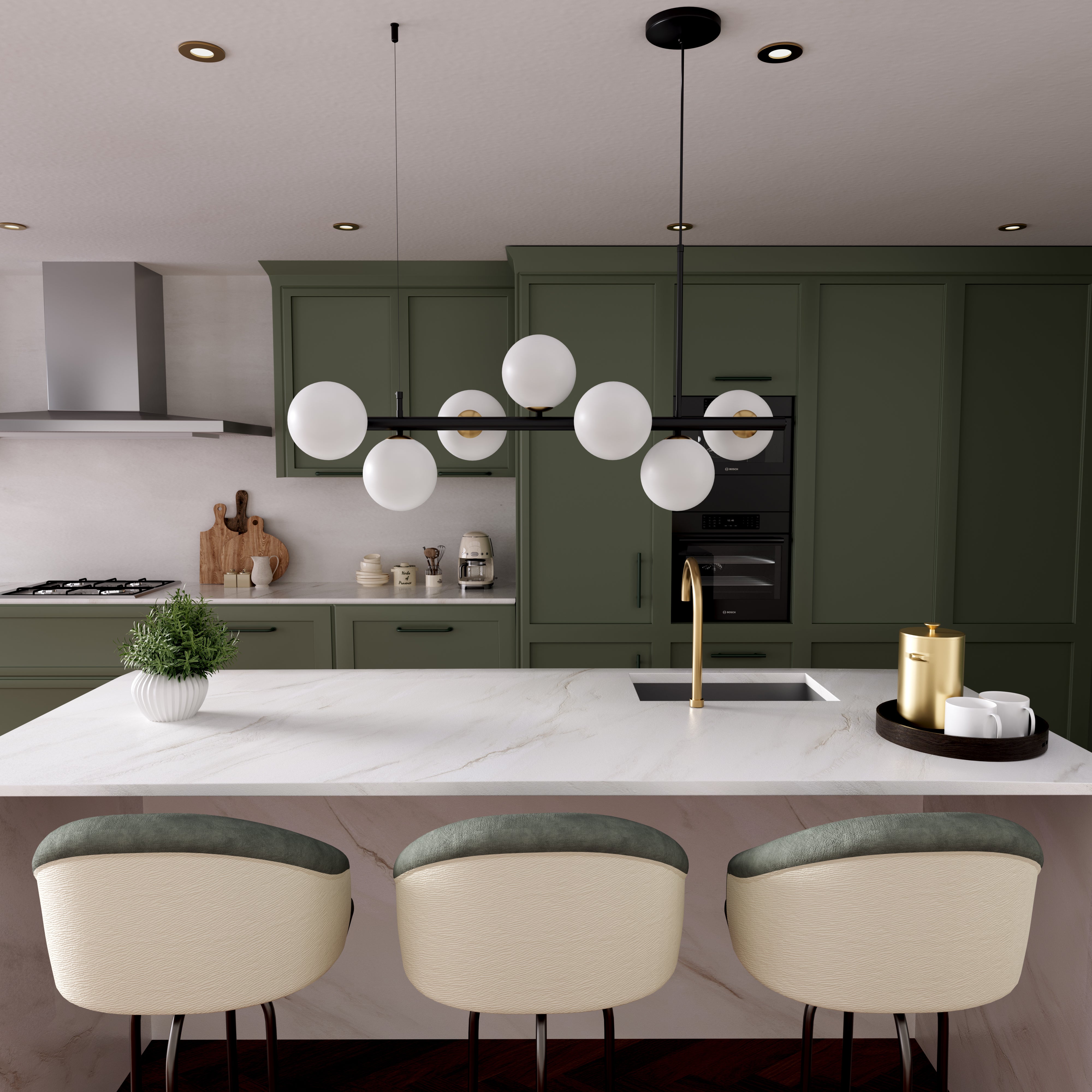 Cumulus - Modern Metal Chandelier with LED White Shade