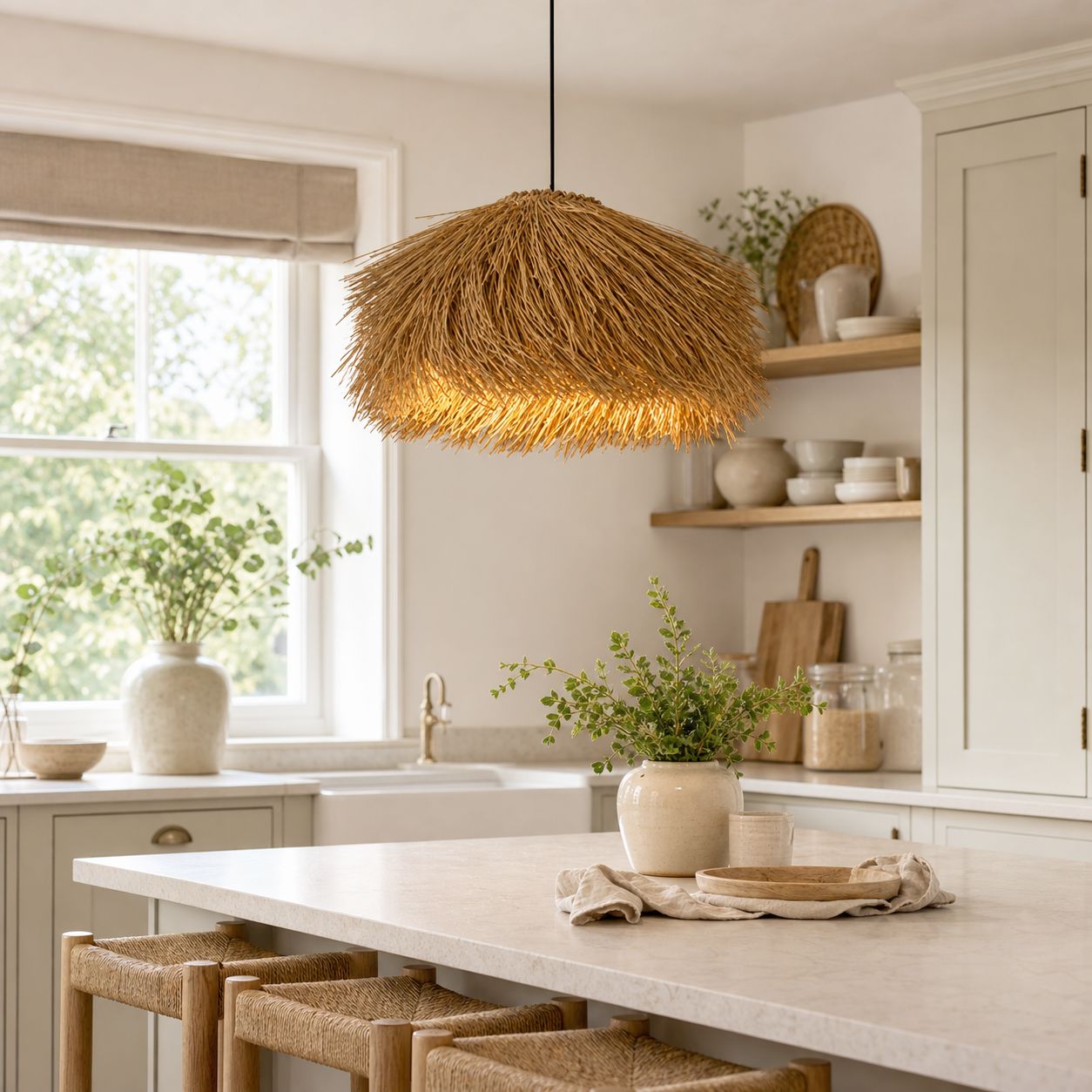 Lightsin Straw Stack Shaped Rattan Woven Pendant Light Lightsin UK 