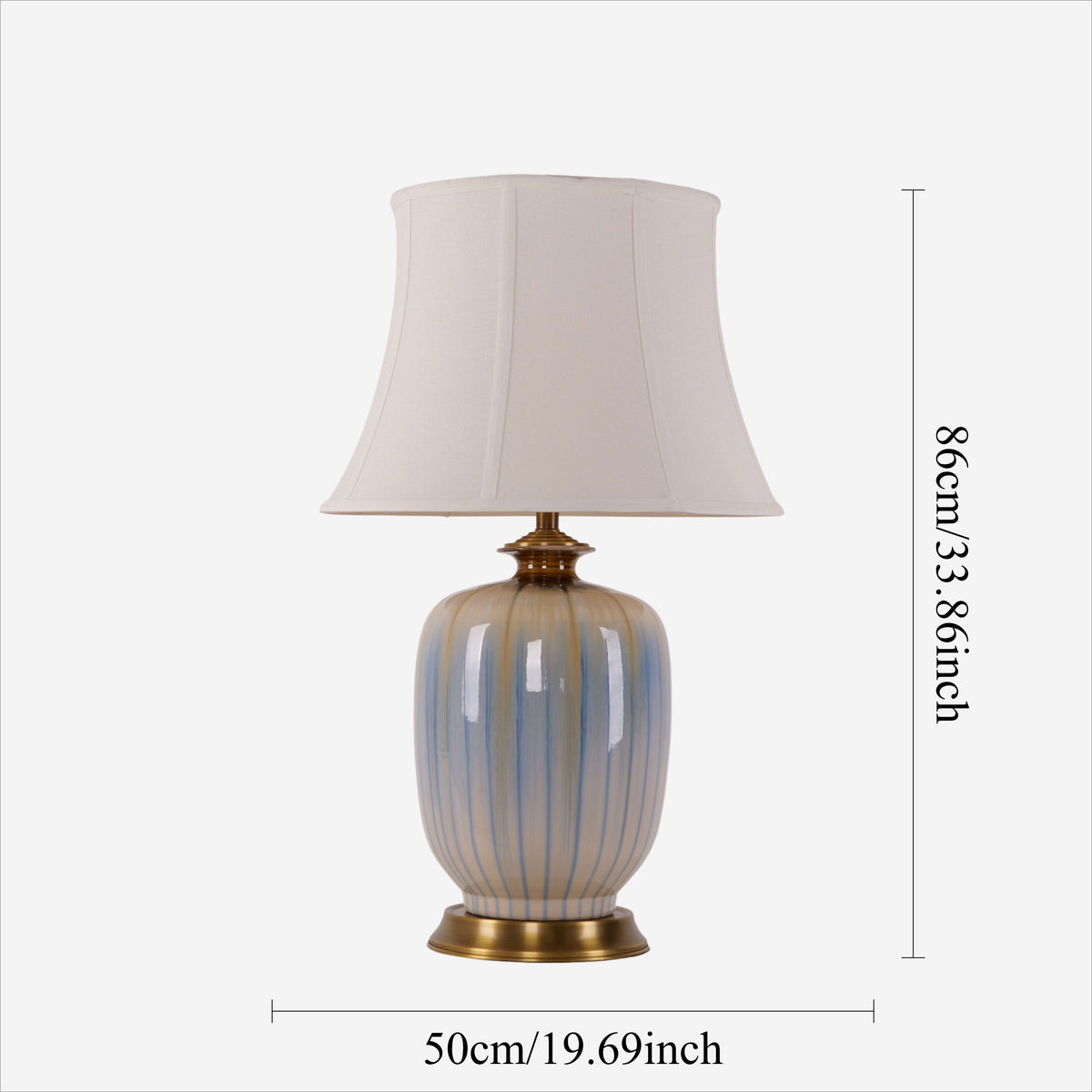 Living Nest UK Ceramic Table Lamp Artisan Blue Brushed Glaze Decorative Lighting Living Nest UK