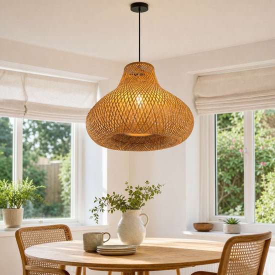 Lightsin Gourd Bamboo Pendant Light – Handwoven Eco-Friendly Ceiling Light for Living Room & Kitchen Decor Lightsin UK 