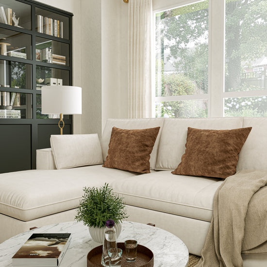 Creamy Tofu Block Pullout Sofa Bed with Storage