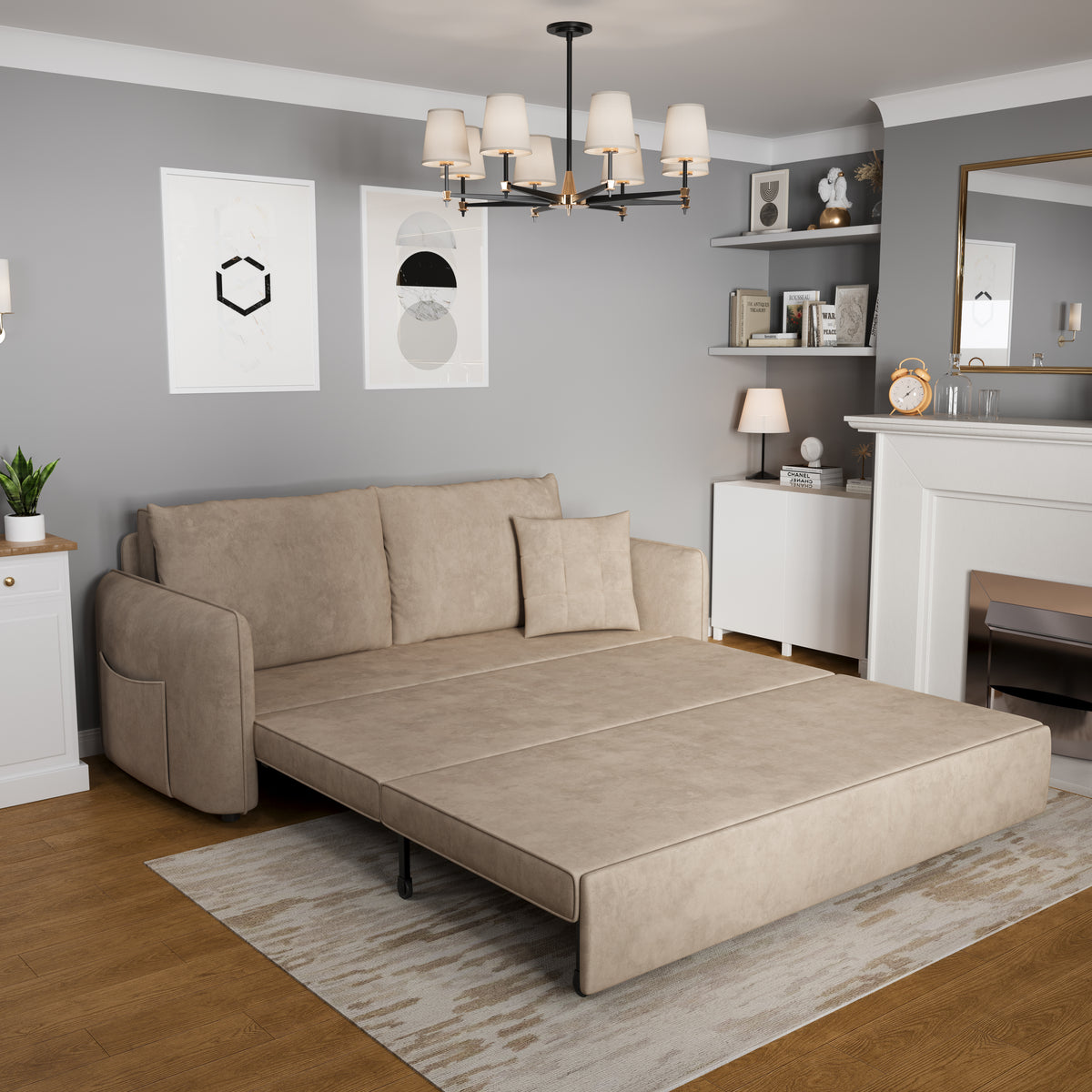Upgrade Adjustable Multifunctional 3 Seater Sofa Bed with Storage Space