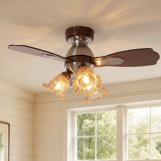 36 inch reversible ceiling fan with LED light highlighting the blade and light ring
