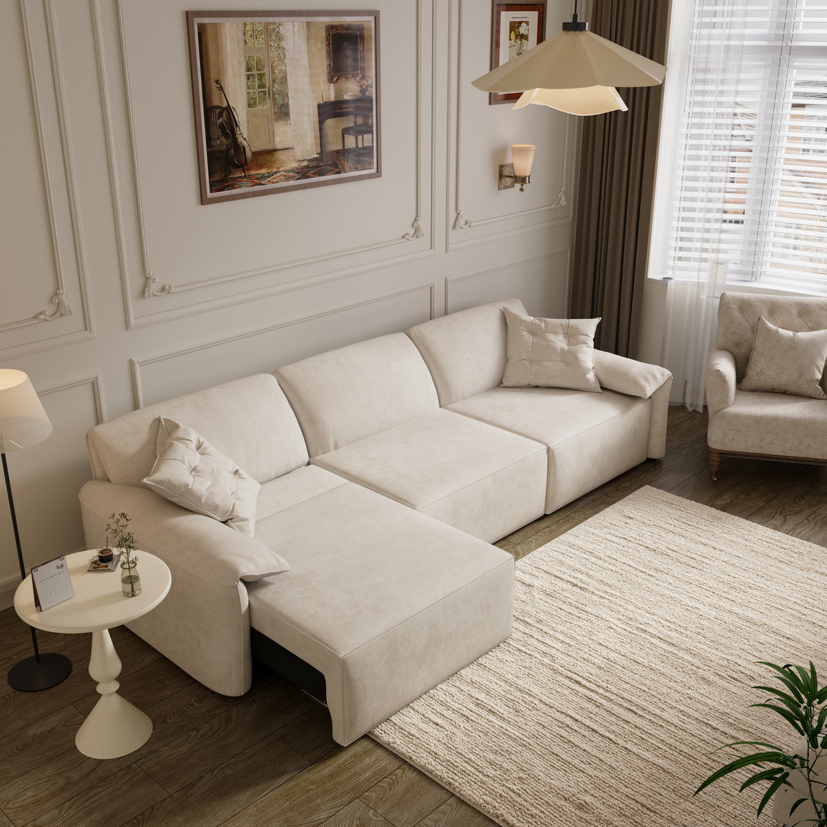 Convenient Remote Control Modular Chaise Sofa Bed