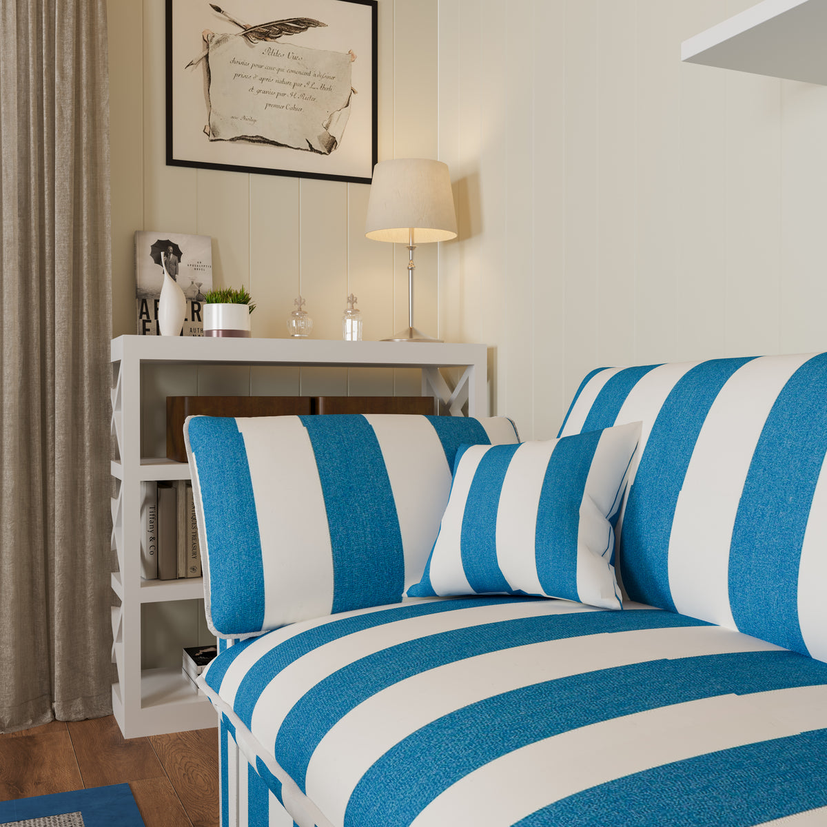Retro Striped Fabric Handmade Sofa