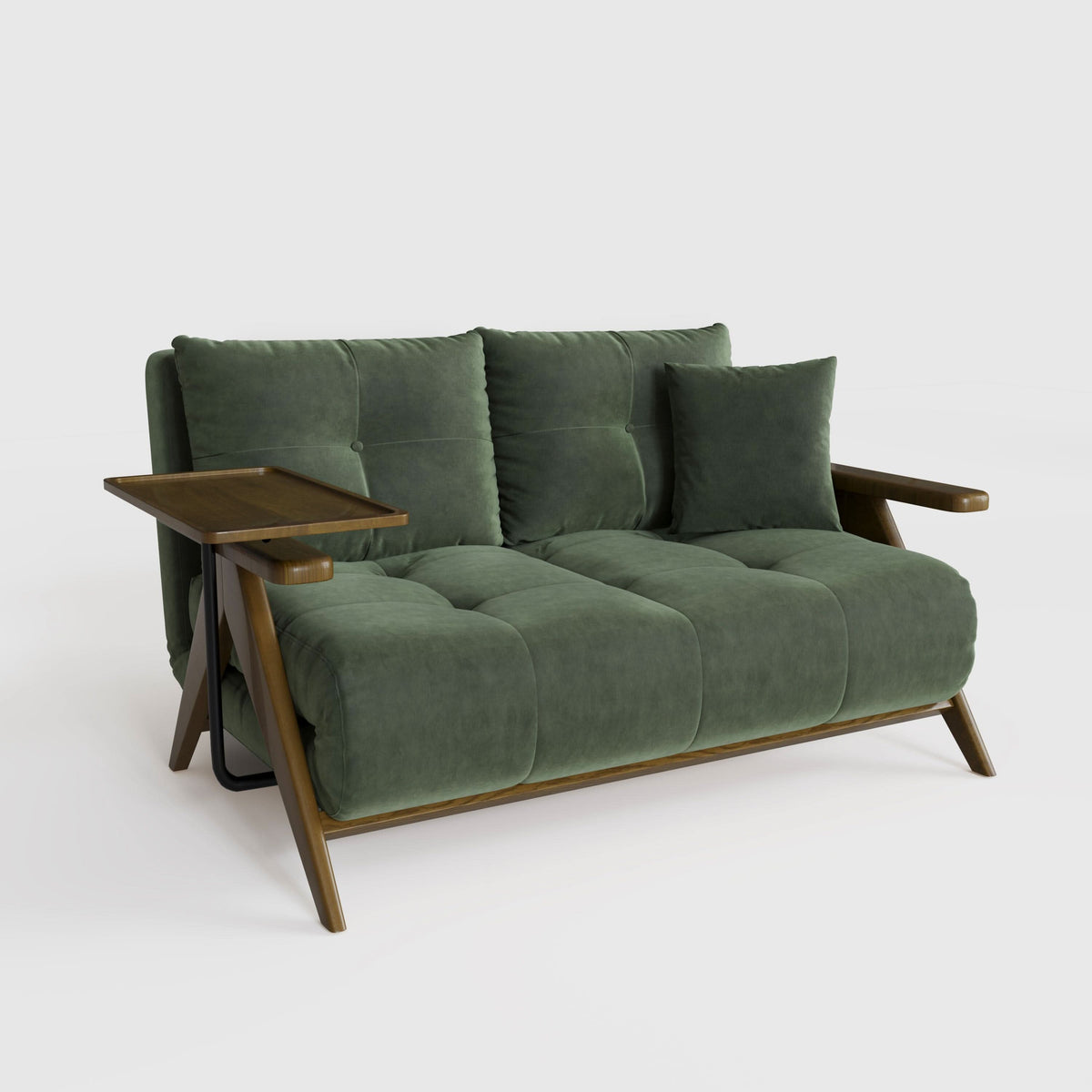 Cottonfy Foldable Matte Fabric Solid Wood 3 Mode Sofa Bed Living and home Green 166CM 