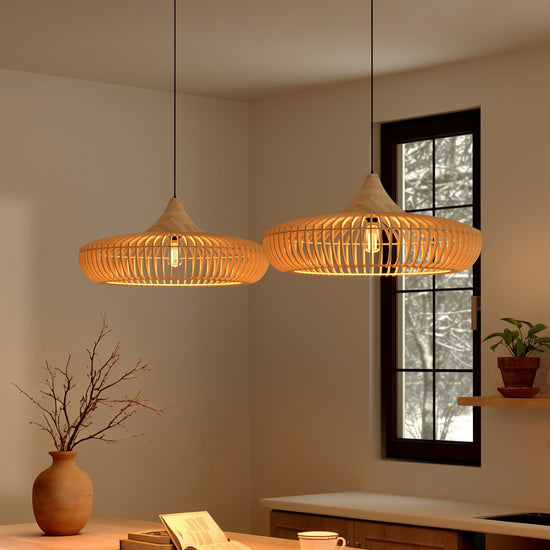 Lightsin Shadome-Lightsin Handcrafted Wooden Kitchen Pendant Light Fixtures Lightsin UK Dia 43cm 2 Unit