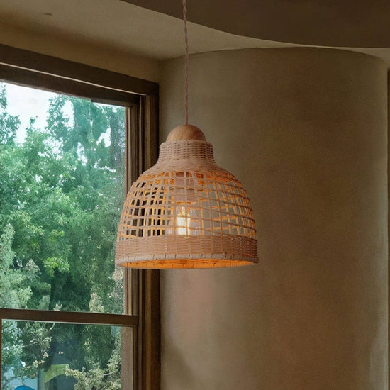 Lightsin Cella-Elegant Vintage Woven Rattan Minimalist Pendant Light Lightsin UK 