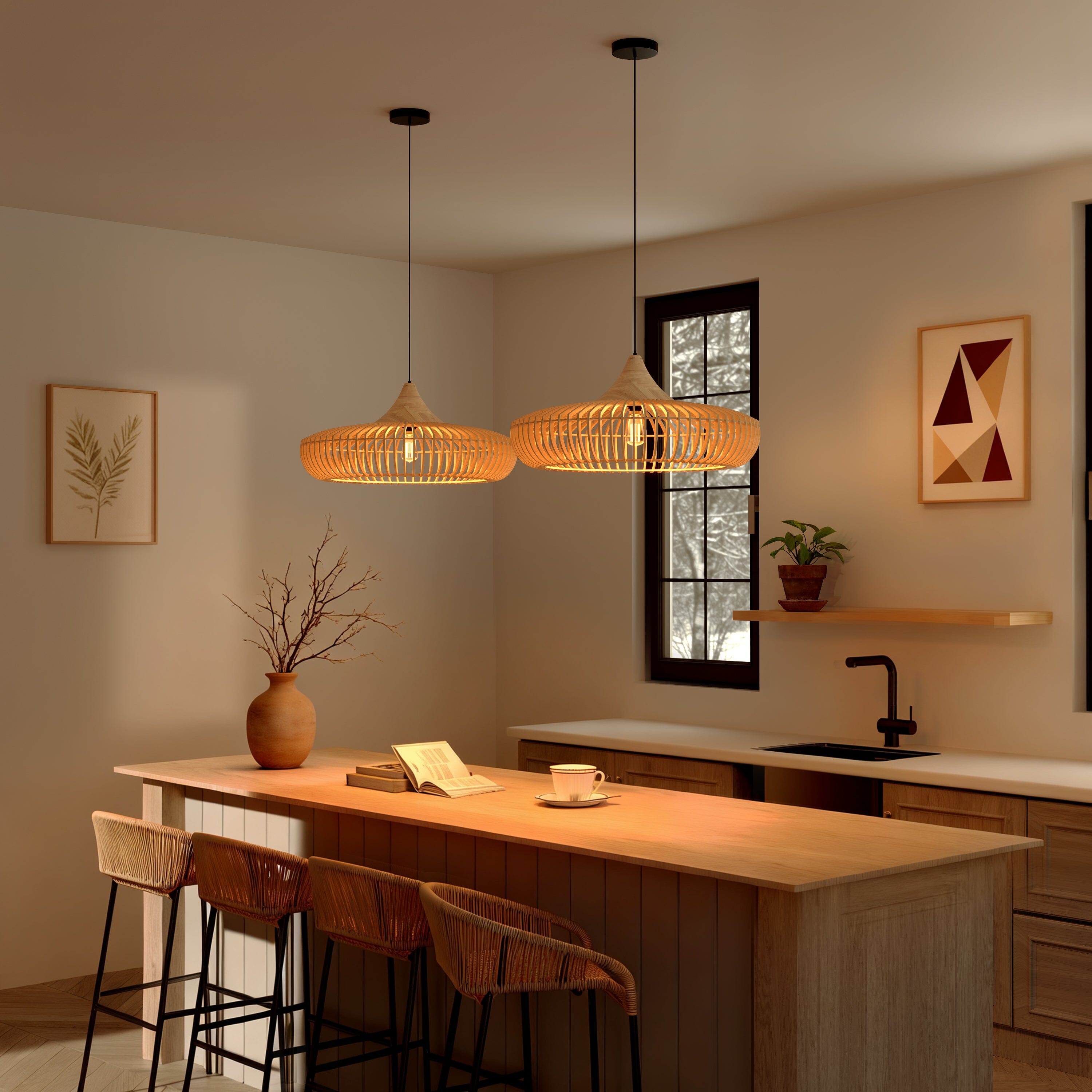 Shadome-Lightsin Handcrafted Wooden Kitchen Pendant Light Fixtures Lightsin UK