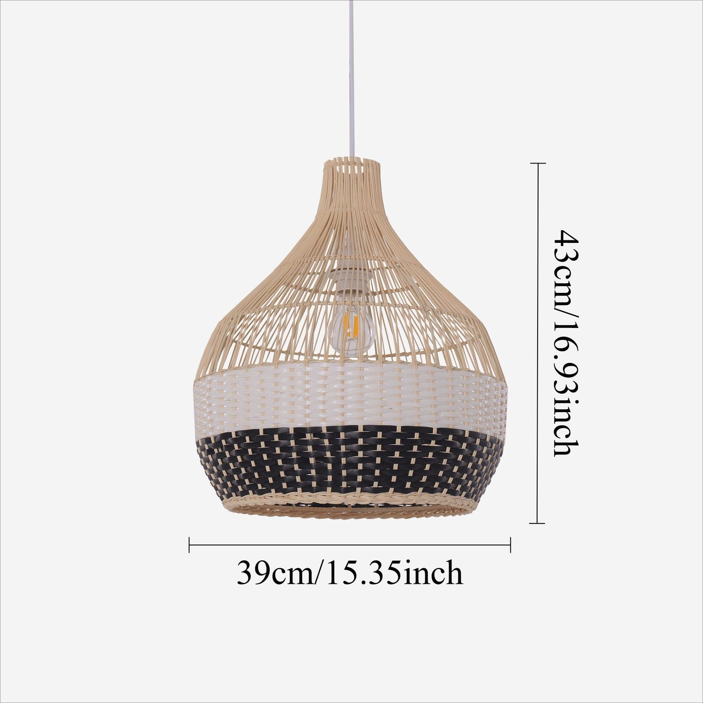 Lightsin Monochrome Japanese Style Handwoven Rattan Pendant Light Lightsin UK 