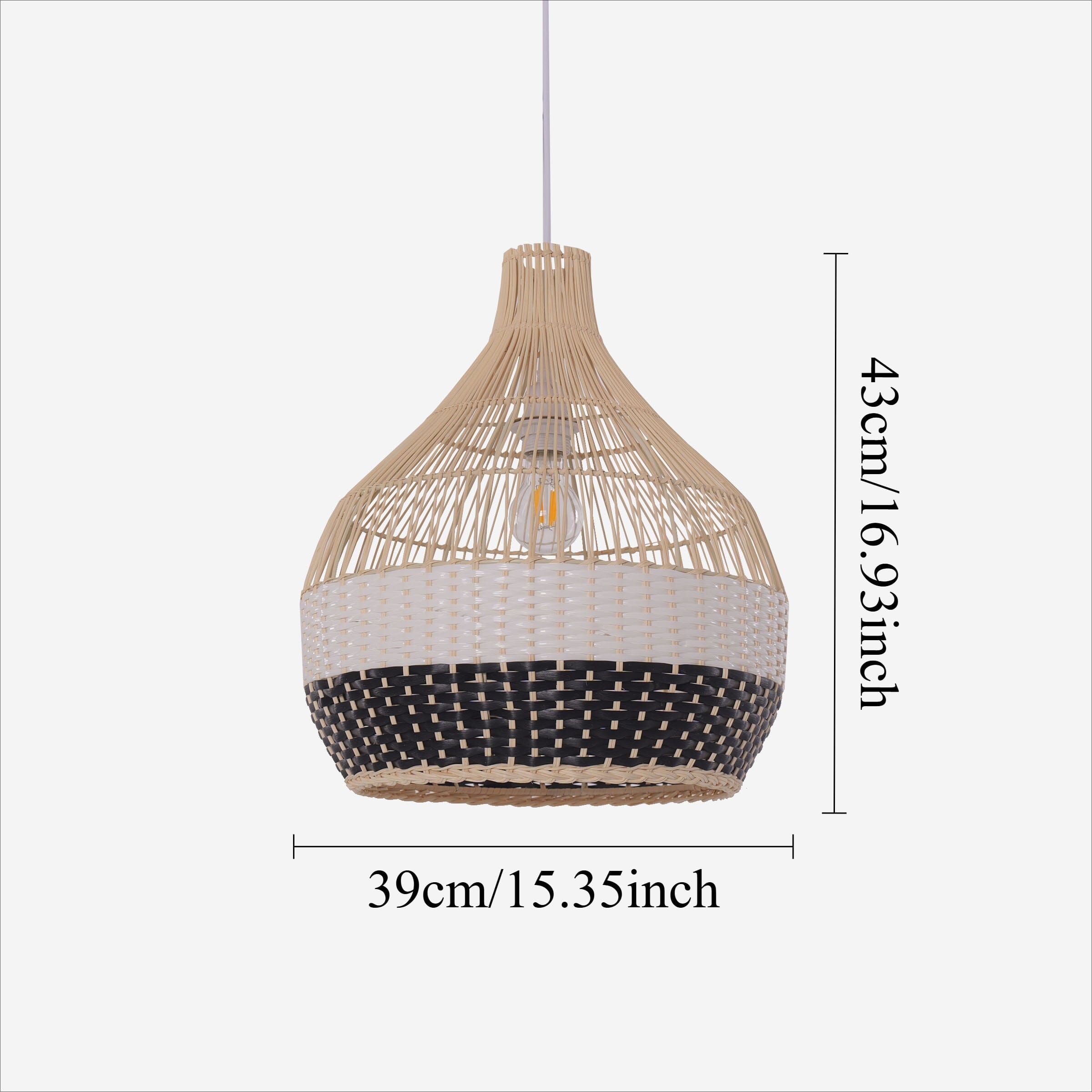Lightsin Monochrome Japanese Style Handwoven Rattan Pendant Light Lightsin UK 