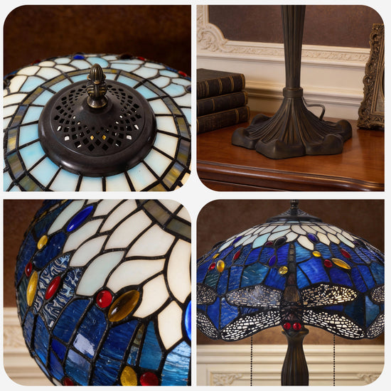 Tiffany Table Lamp | Handcrafted Stained Glass Dragonfly Series